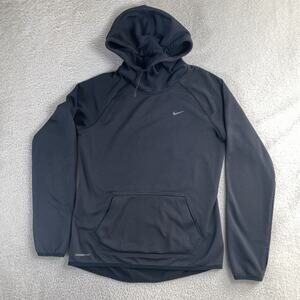 Nike Hoodie Sweatshirt Womens Medium Pullover Thermafit Black High Neck 617835